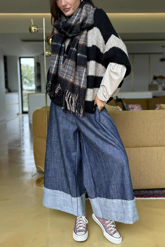  Big Softie Block Stripe Cap Sleeve Knit Top Black /15=